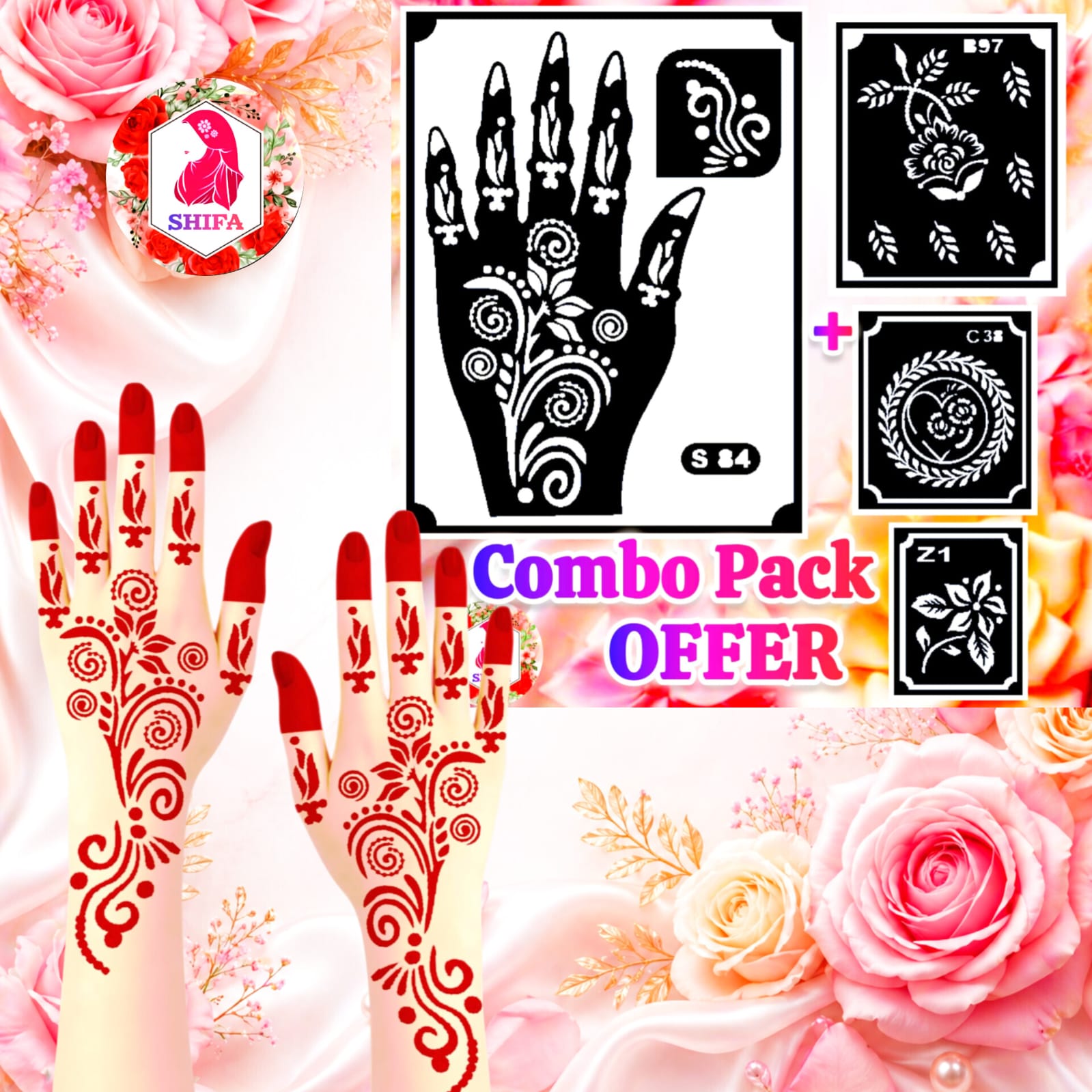 S 84 Artistic Swirl based Design - Sticker Overview - Shifa Stencil Manufacturer
